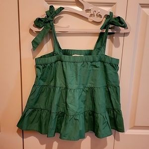 American Eagle Green flowy croptop with side ties size xsmall woman